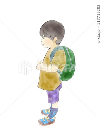 リュックサックをする男の子のイラスト リュックサックをする男の子のイラスト 117715202