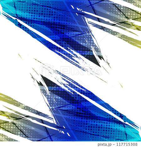 Blue and Yellow Gradient Brush Background with Halftone Effect. Abstract Grunge Sports Banner 117715308