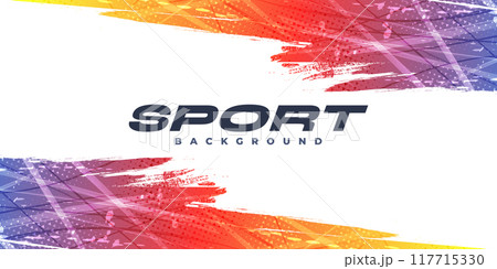 Blue Red and Yellow Gradient Brush Background with Halftone Effect. Colorful Grunge Background for Sports Banner or Poster Design Element Blue Red and Yellow Gradient Brush Background with Halftone Effect. Colorful Grunge Background for Sports Banner or Poster Design Element 117715330