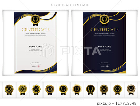 賞状、招待状、表彰状の縦型デザインテンプレート228 117715349