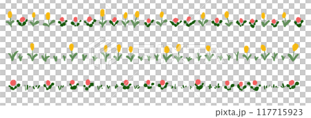 かわいいお花のラインイラスト かわいいお花のラインイラスト 117715923