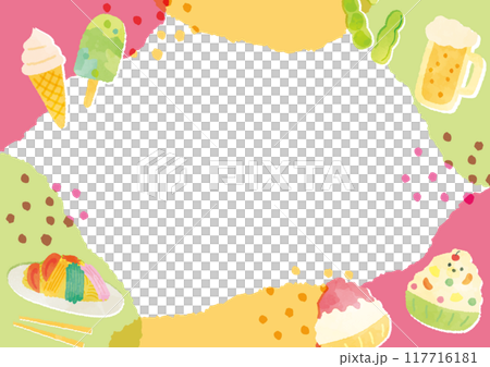 夏の美味しい食べ物フレーム 117716181
