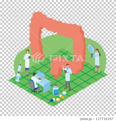 Illustration of a colon examination Illustration of a colon examination 117716197