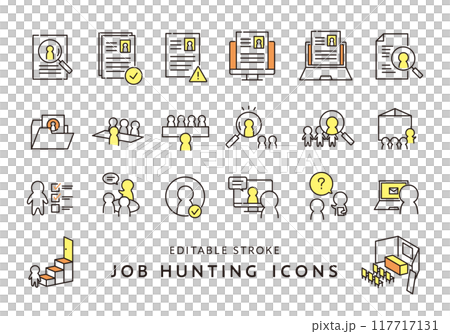 就職・転職活動にまつわるアイコンセット4（カラー） 117717131