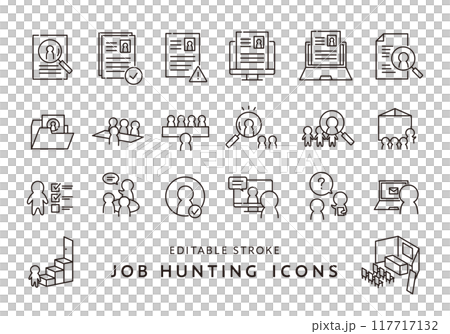 Job hunting and career change related icon set 4 (monochrome) 117717132