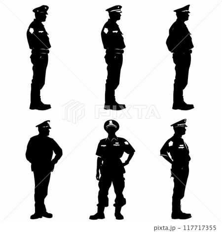 人物シルエットアイコン 警備員 ガードマン セキュリティ 監視員 ボディーガード 看守 117717355