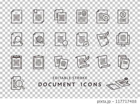 Set of various document icons (monochrome) 117717488