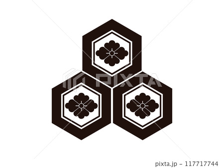 三つ盛亀甲に花菱 三つ盛亀甲に花菱 117717744