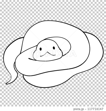 とぐろを巻く白蛇のイラスト とぐろを巻く白蛇のイラスト 117718147