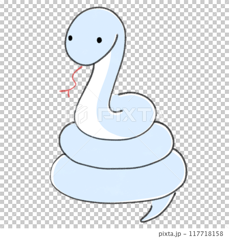 クレヨン 水色の蛇のイラスト クレヨン 水色の蛇のイラスト 117718158