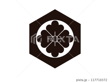 丸に三つ盛亀甲に花角 丸に三つ盛亀甲に花角 117718372