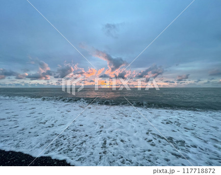 Beautiful sky and sea with red sunset Beautiful sky and sea with red sunset 117718872