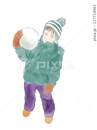 大きな雪だまを持つ男の子のイラスト 大きな雪だまを持つ男の子のイラスト 117719061