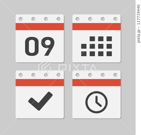 Icon page calendar - 9 day, agenda, timer, doneのイラスト素材 [117719440] - PIXTA