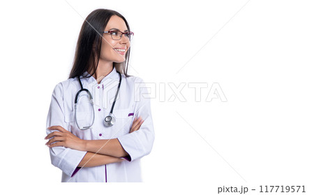 medical service. physician at healthcare office. Medical staff. doctor or nurse in hospital. Healthcare and medicine concept. healthcare worker in clinic isolated on white. Medicine interactions 117719571