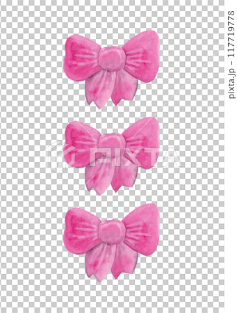 Pink bows. Festive accessories for your design. Watercolor isolated elements Pink bows. Festive accessories for your design. Watercolor isolated elements 117719778