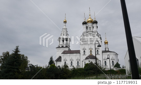 Bagrationovsk - August 23, 2024. The Temple of Faith, Hope, Love and their mother Sophia in Bagrationovsk, Russia. View of the temple in summer. 117719931