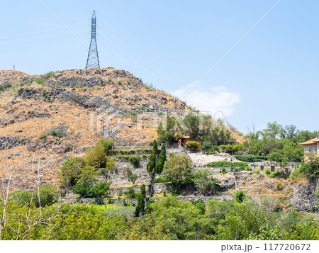 terraced gardens in Hrazdan gorge in Yerevan city terraced gardens in Hrazdan gorge in Yerevan city 117720672