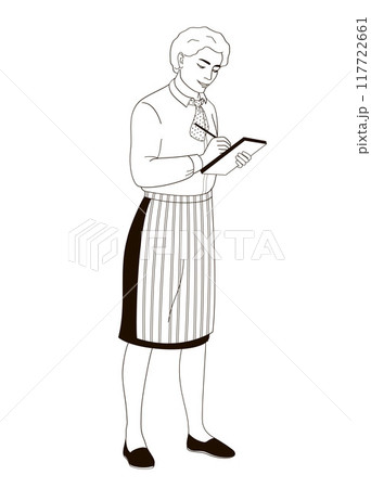 waiter women writes down the order in a notepad waiter women writes down the order in a notepad 117722661