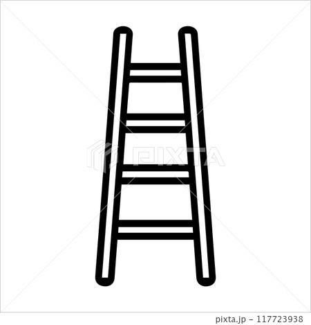 Ladder icon or modern line symbol. Vector line art and icon design with bold outline. Black and white Pixel Perfect minimalistic symbol isolated white background. Silhouette simple thin sign 117723938