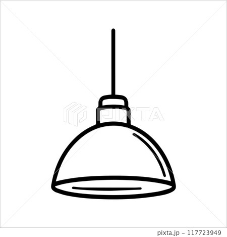 Ceiling Lamp icon or modern line symbol. Vector line art and icon design with bold outline. Black and white Pixel Perfect minimalistic symbol isolated white background. Silhouette simple thin sign 117723949
