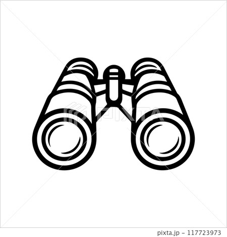 Binocular icon or modern line symbol. Vector line art and icon design with bold outline. Black and white Pixel Perfect minimalistic symbol isolated white background. Silhouette simple thin sign 117723973
