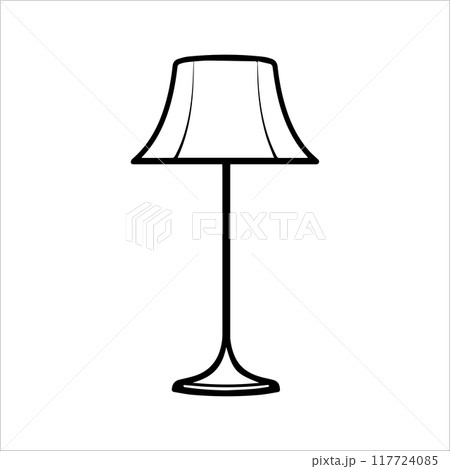 Floor Lamp icon or modern line symbol. Vector line art and icon design with bold outline. Black and white Pixel Perfect minimalistic symbol isolated white background. Silhouette simple thin sign 117724085