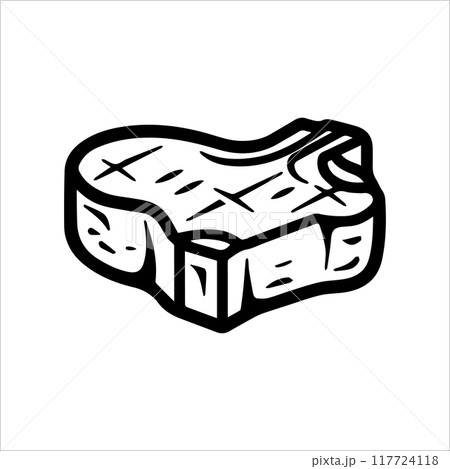 steak icon or modern line symbol. Vector line art and icon design with bold outline. Black and white Pixel Perfect minimalistic symbol isolated white background. Silhouette simple thin sign 117724118