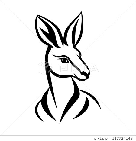 kangaroo icon or modern line symbol. Vector line art and icon design with bold outline. Black and white Pixel Perfect minimalistic symbol isolated white background. Silhouette simple thin sign kangaroo icon or modern line symbol. Vector line art and icon design with bold outline. Black and white Pixel Perfect minimalistic symbol isolated white background. Silhouette simple thin sign 117724145