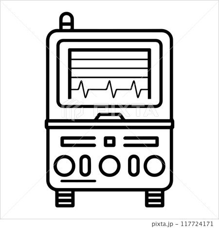 Ultrasound Machine icon modern line symbol. Vector line art and icon design with bold outline. Black and white Pixel Perfect minimalistic symbol isolated white background. Silhouette simple thin sign Ultrasound Machine icon modern line symbol. Vector line art and icon design with bold outline. Black and white Pixel Perfect minimalistic symbol isolated white background. Silhouette simple thin sign 117724171