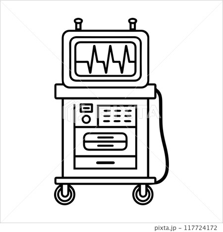 Ultrasound Machine icon modern line symbol. Vector line art and icon design with bold outline. Black and white Pixel Perfect minimalistic symbol isolated white background. Silhouette simple thin sign Ultrasound Machine icon modern line symbol. Vector line art and icon design with bold outline. Black and white Pixel Perfect minimalistic symbol isolated white background. Silhouette simple thin sign 117724172