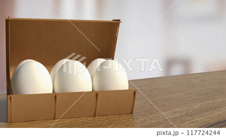 The egg in packaging for food concept 3d rendering. The egg in packaging for food concept 3d rendering. 117724244