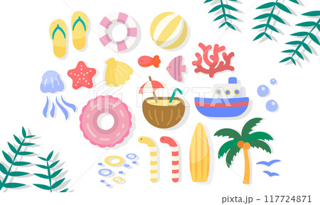 夏のかわいいイラストセット 117724871