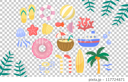 夏のかわいいイラストセット 117724871