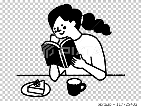 一邊吃蛋糕一邊看書的女人_2 117725432