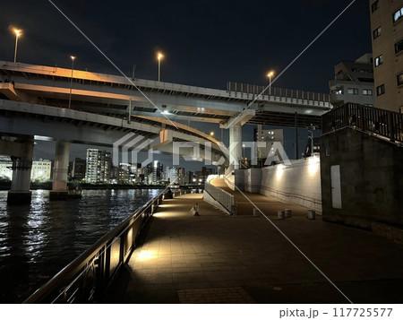 竪川水門テラス連絡橋　夜景 117725577