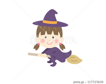 魔女の仮装をした、女の子のアイコンのイラスト 117725630