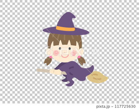 魔女の仮装をした、女の子のアイコンのイラスト 117725630