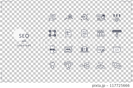 SEOに関するベクターアイコンセット(線画) 117725666