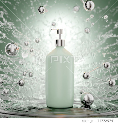 3d render abstract background for cosmetics medicine product against the background of a scientific formula and splashes of cream and perfume liquid. 3d illustration 3d render abstract background for cosmetics medicine product against the background of a scientific formula and splashes of cream and perfume liquid. 3d illustration 117725741