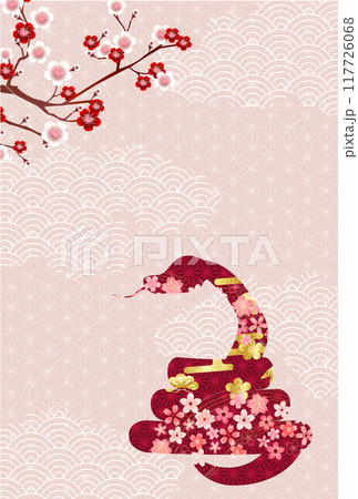 巳　年賀状　干支　背景	 117726068