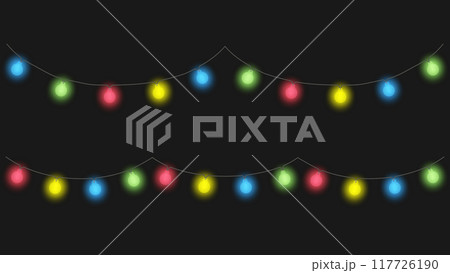 丸い電球のカラフルなクリスマスライト、電飾のセット 丸い電球のカラフルなクリスマスライト、電飾のセット 117726190