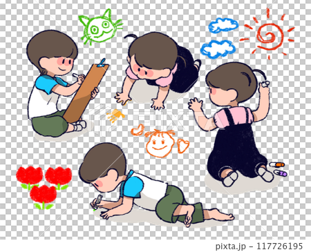Children and drawing set 117726195