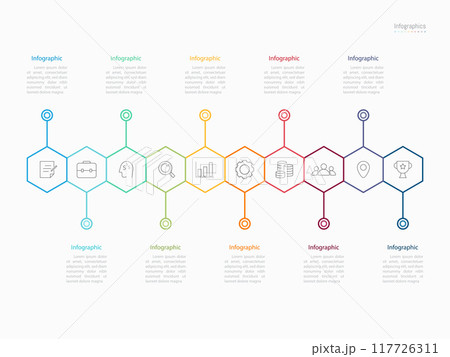 Infographic 10 options design elements for your business data. Vector Illustration. 117726311