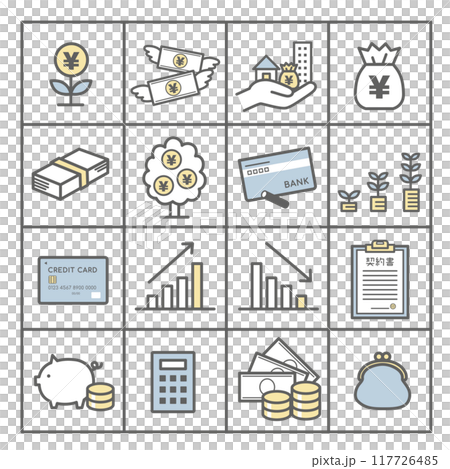 Money, asset management, asset formation related icons, illustration set, circle 117726485