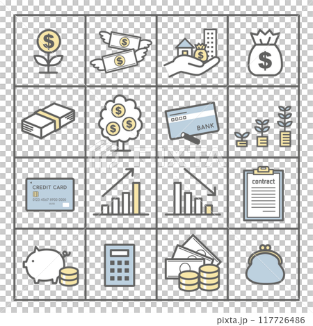 Money, asset management, asset formation related icons, illustration set of dollars 117726486