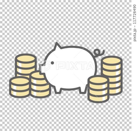 Piggy bank and coin illustration Piggy bank and coin illustration 117726490