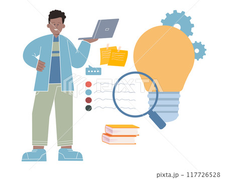 idea management analyzing note taking managing analyze knowledge ambition design concept illustration idea management analyzing note taking managing analyze knowledge ambition design concept illustration 117726528