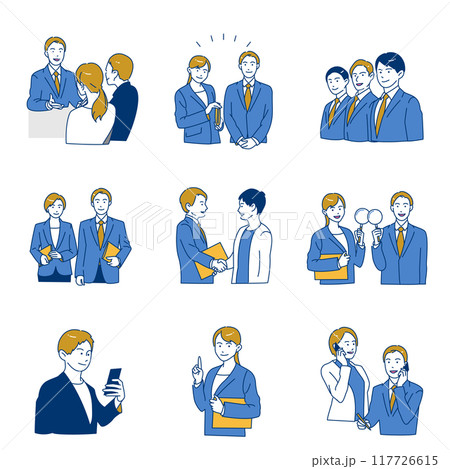 ビジネススーツを着た男性女性のシンプルな上半身セット ビジネススーツを着た男性女性のシンプルな上半身セット 117726615