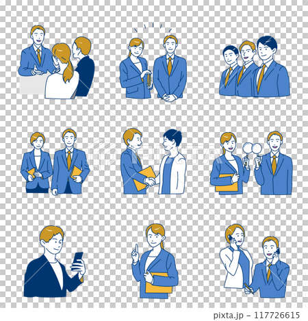 ビジネススーツを着た男性女性のシンプルな上半身セット ビジネススーツを着た男性女性のシンプルな上半身セット 117726615